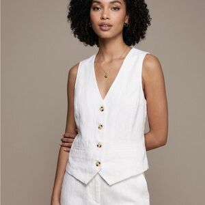 Rachel Zoe White Linen Vest Size 2